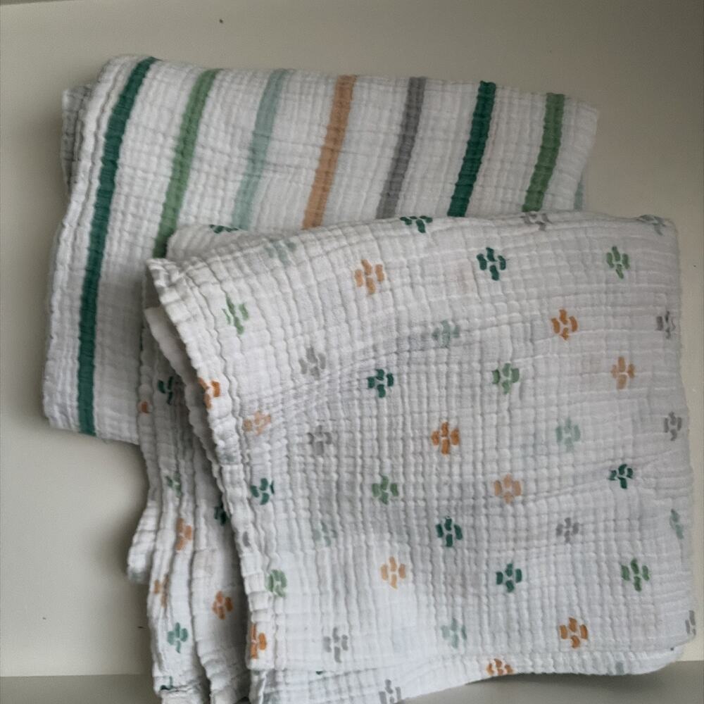 Two Cloud Island Baby Swaddle Receiving Blanket Print Muslin